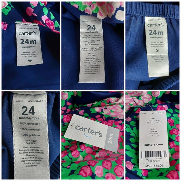 'CARTERS' 2-PIECE LINED 'BURSTING BOUQUET' FLORAL DRESS & BLOOMERS SET - Picture 10 of 14